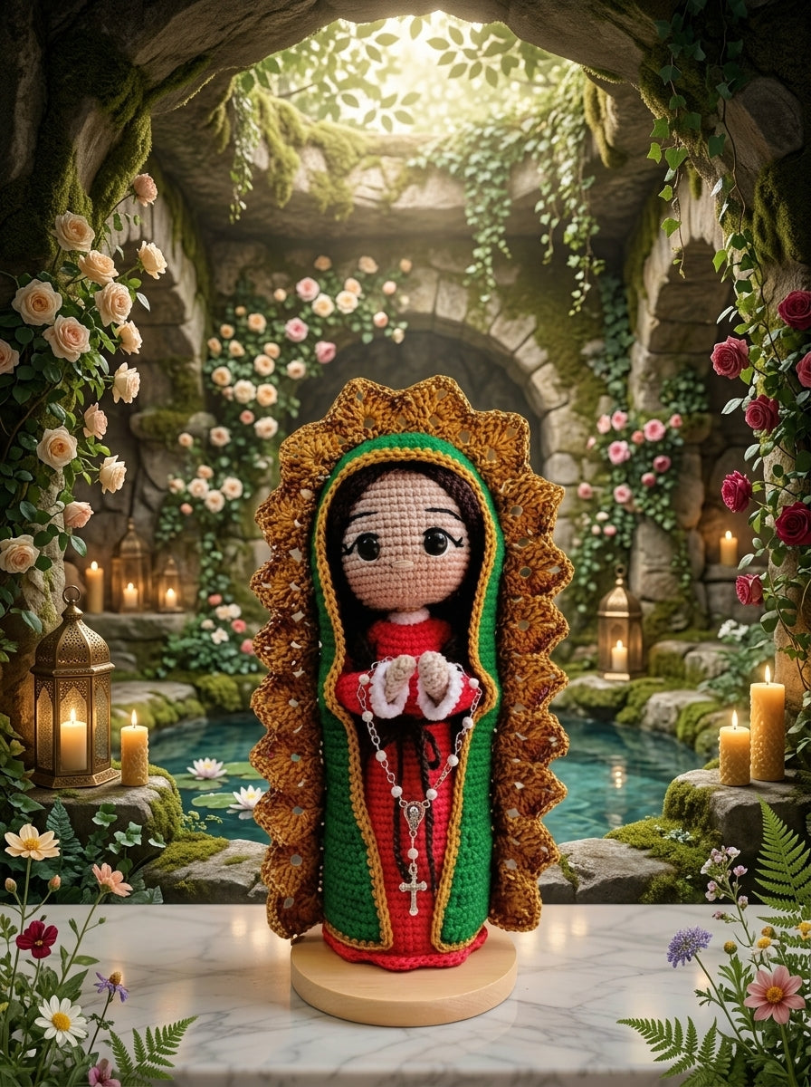 Handmade Virgen de Guadalupe Crochet Doll