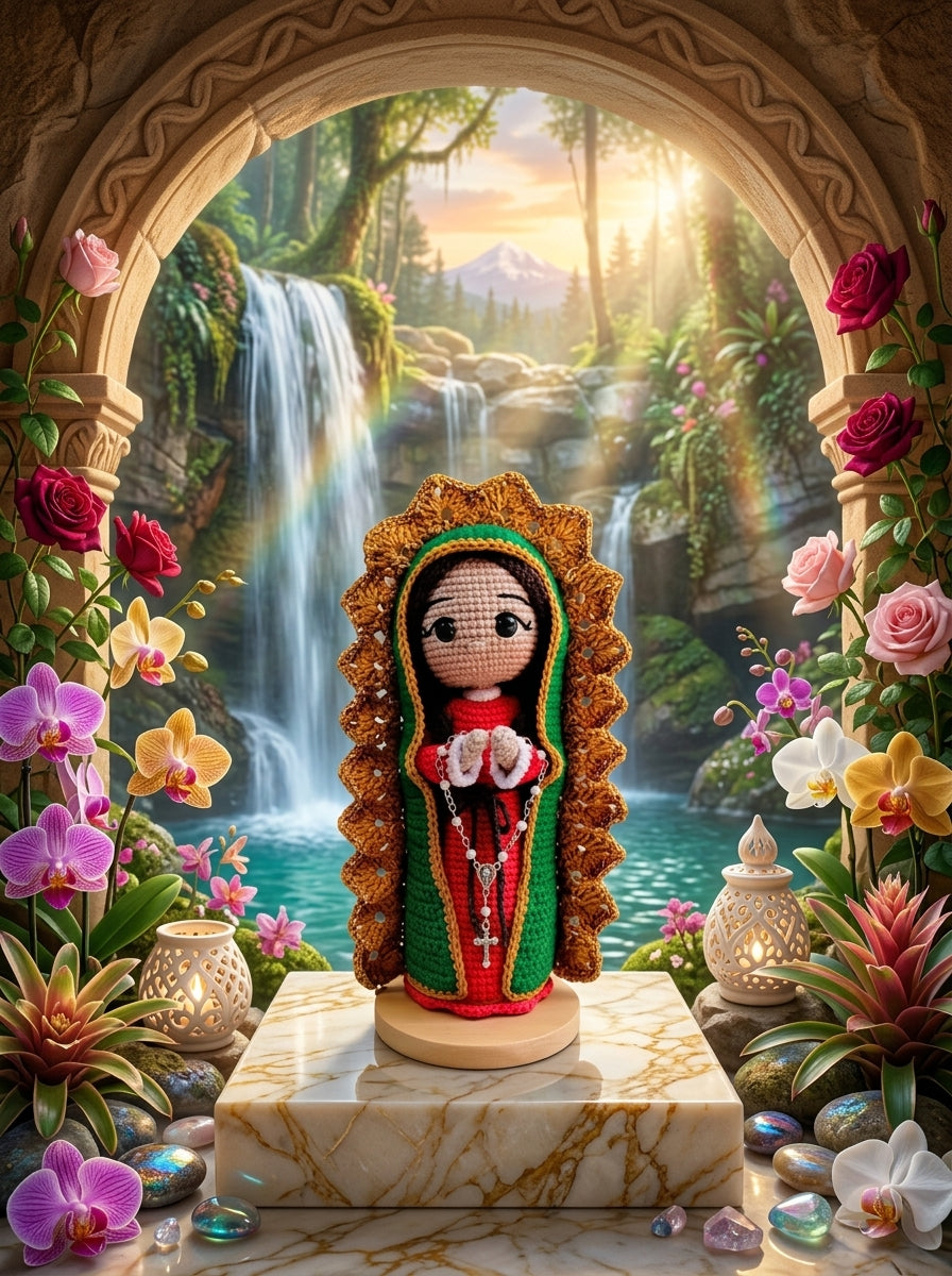 Handmade Virgen de Guadalupe Crochet Doll