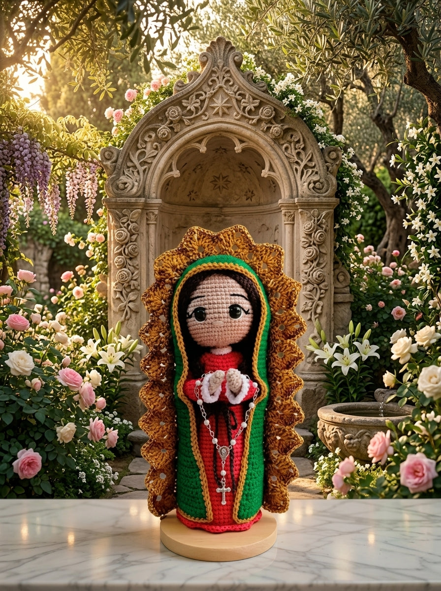 Handmade Virgen de Guadalupe Crochet Doll